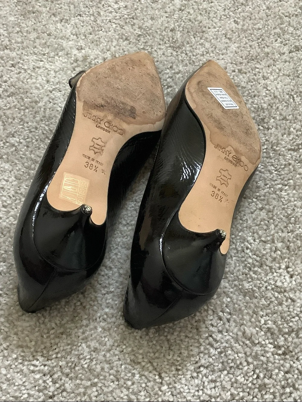 Jimmy Choo Black Patent Pointed-Toe Pumps